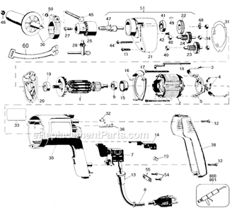 Page A Diagram and Parts List for 1311G Type 100 Black and Decker Electric Drill